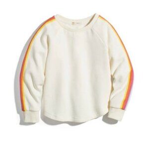 NWT Marine Layer Mini Girls Sz 4 Cream Crew Sweatshirt Rainbow Stripe Cotton